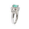 Image 3 : 14KT White Gold 0.90 ctw Emerald and Diamond Ring