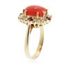 Image 3 : 14KT Yellow Gold 3.15 ctw Coral, Ruby and Diamond Ring