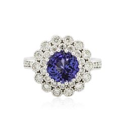 14KT White Gold 2.27 ctw Tanzanite and Diamond Ring