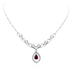 18KT White Gold 3.20 ctw Ruby and Diamond Necklace