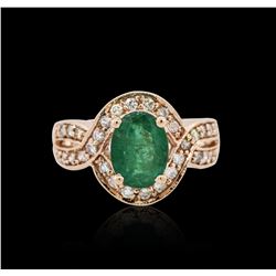 14KT Rose Gold 1.47 ctw Emerald and Diamond Ring