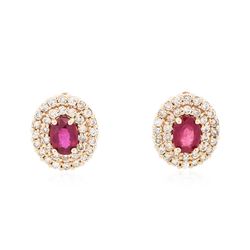 14KT Rose Gold 2.07 ctw Ruby and Diamond Earrings