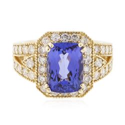 14KT Yellow Gold 3.68 ctw Tanzanite and Diamond Ring