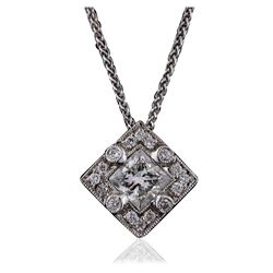 14KT White Gold 0.89 ctw Diamond Pendant With Chain