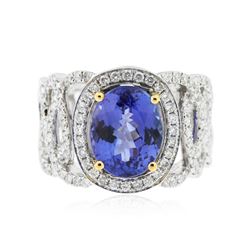 14KT Two-Tone Gold 3.59 ctw Tanzanite and Diamond Ring