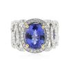Image 1 : 14KT Two-Tone Gold 3.59 ctw Tanzanite and Diamond Ring