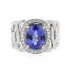 Image 1 : 14KT Two-Tone Gold 3.59 ctw Tanzanite and Diamond Ring