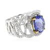 Image 2 : 14KT Two-Tone Gold 3.59 ctw Tanzanite and Diamond Ring