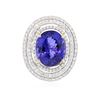 Image 1 : 14KT White Gold GIA Certified 12.54 ctw Tanzanite and Diamond Ring