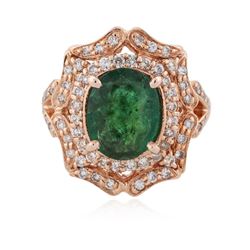 14KT Rose Gold 2.49 ctw Emerald and Diamond Ring