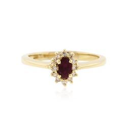 14KT Yellow Gold 0.18 ctw Ruby and Diamond Ring