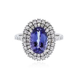 14KT White Gold 2.51 ctw Tanzanite and Diamond Ring