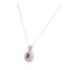 Image 3 : 14KT White Gold 0.80 ctw Sapphire and Diamond Pendant With Chain