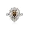Image 1 : 14KT White Gold 3.92 ctw Brown Diamond Ring