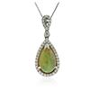 Image 1 : 18KT White Gold 5.29 ctw Opal and Diamond Pendant With Chain