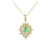 Image 2 : 14KT Yellow Gold 1.37 ctw Emerald and Diamond Pendant With Chain