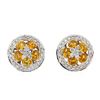 Image 1 : 18KT White Gold 1.90 ctw Yellow Sapphire and Diamond Earrings