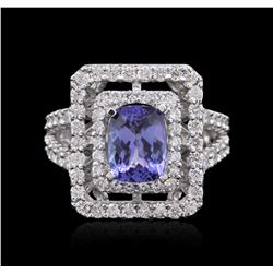 14KT White Gold 2.19 ctw Tanzanite and Diamond Ring