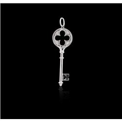 14KT White Gold Diamond Key Pendant