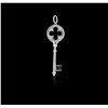 Image 1 : 14KT White Gold Diamond Key Pendant