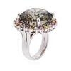 Image 3 : 14KT White Gold 26.05 ctw Green Tourmaline, Sapphire and Diamond Ring