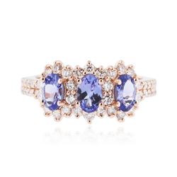 14KT Rose Gold 1.32 ctw Tanzanite and Diamond Ring