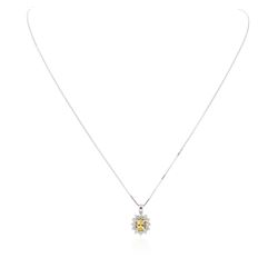 14KT White Gold 0.62 ctw Fancy Yellow Diamond Pendant With Chain