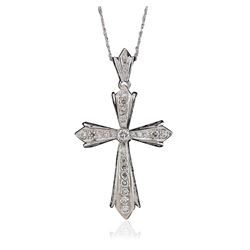 14KT White Gold 1.50 ctw Diamond Cross Pendant With Chain