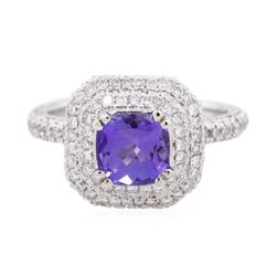 18KT White Gold 1.44 ctw Tanzanite and Diamond Ring