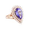 Image 2 : 14KT Rose Gold 6.32 ctw Tanzanite and Diamond Ring