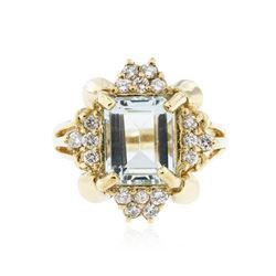 14KT Yellow Gold 3.67 ctw Aquamarine and Diamond Ring