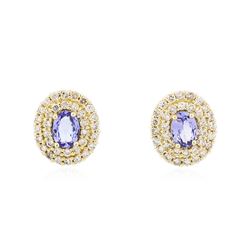 14KT Yellow Gold 1.40 ctw Tanzanite and Diamond Earrings