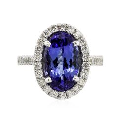 14KT White Gold 4.58 ctw Tanzanite and Diamond Ring