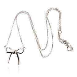 14KT White Gold Bow Necklace