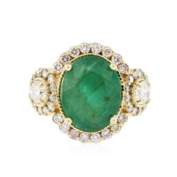 14KT Yellow Gold 4.03 ctw Emerald and Diamond Ring