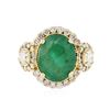 Image 1 : 14KT Yellow Gold 4.03 ctw Emerald and Diamond Ring