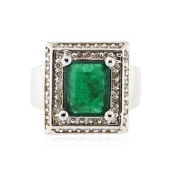 14KT White Gold 3.02 ctw Emerald and Diamond Ring