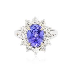 14KT White Gold 2.30 ctw Tanzanite and Diamond Ring