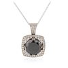 Image 2 : 14KT White Gold 18.84 ctw Black Diamond Pendant With Chain