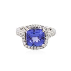 14KT White Gold 4.56 ctw Tanzanite and Diamond Ring