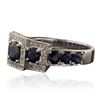 Image 2 : 14KT White Gold 0.75 ctw Sapphire and Diamond Ring