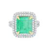 Image 1 : 14KT Two-Tone Gold 5.80 ctw Emerald and Diamond Ring