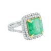 Image 2 : 14KT Two-Tone Gold 5.80 ctw Emerald and Diamond Ring