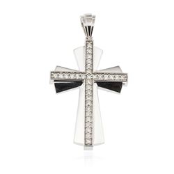 14KT White Gold 0.55 ctw Diamond Cross Pendant