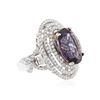 Image 2 : 14KT Two-Tone Gold 8.70 ctw Amethyst and Diamond Ring