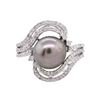 Image 1 : 14KT White Gold Pearl and Diamond Ring
