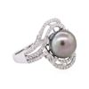 Image 2 : 14KT White Gold Pearl and Diamond Ring