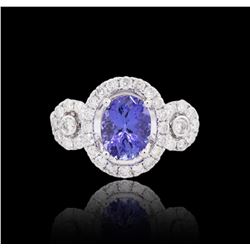 14KT White Gold 1.63 ctw Tanzanite and Diamond Ring