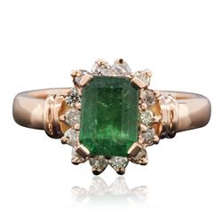 14KT Rose Gold 1.51 ctw Emerald and Diamond Ring