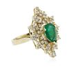 Image 2 : 14KT Yellow Gold 1.82 ctw Emerald and Diamond Ring